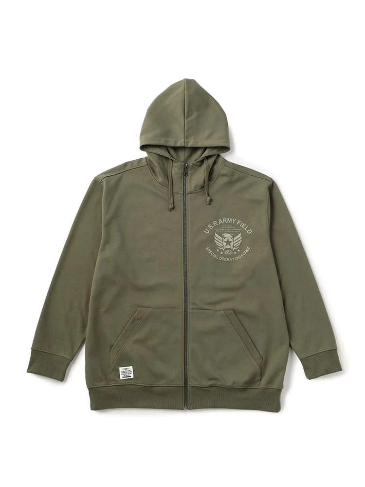 【REDBERETS(レッドベレー)】ダブルフェイス裏配色ミリタリーZIPパーカー