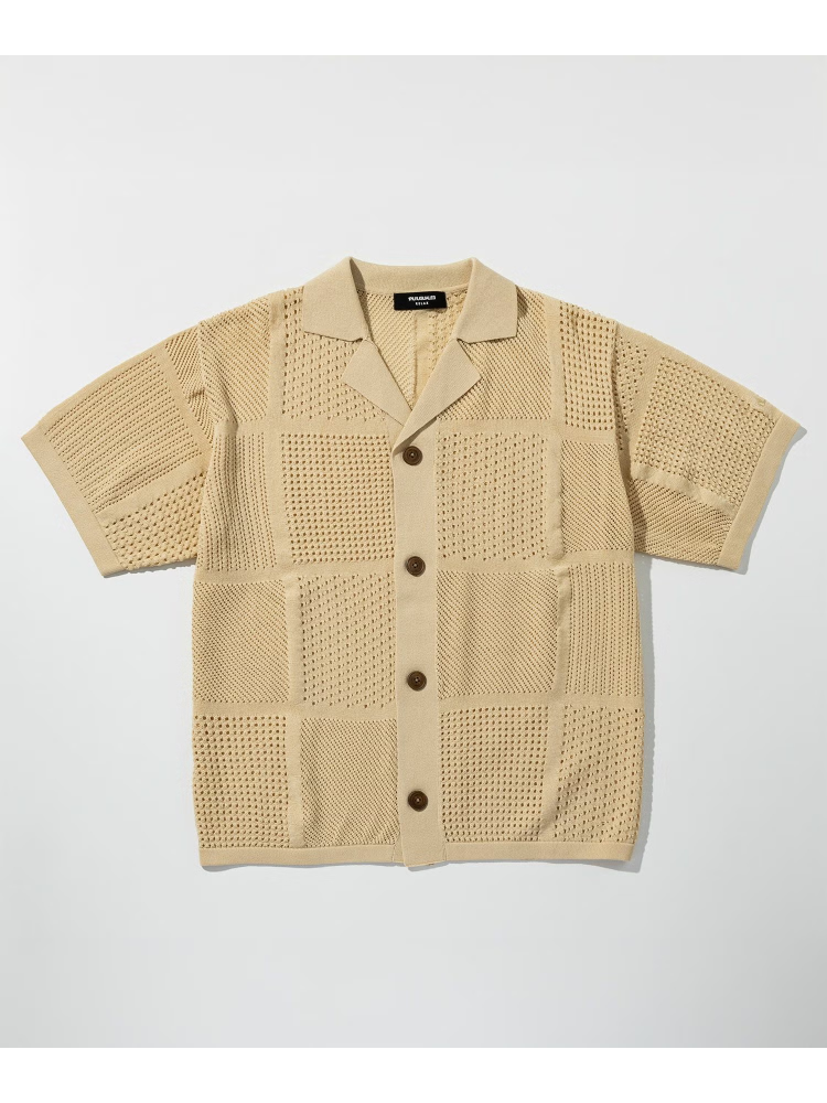 【1PIU1UGUALE3RELAX】LACEPATTERNOPEN-COLLARSHIRT