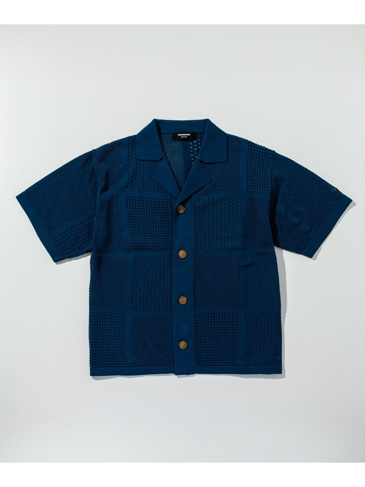 【1PIU1UGUALE3RELAX】LACEPATTERNOPEN-COLLARSHIRT