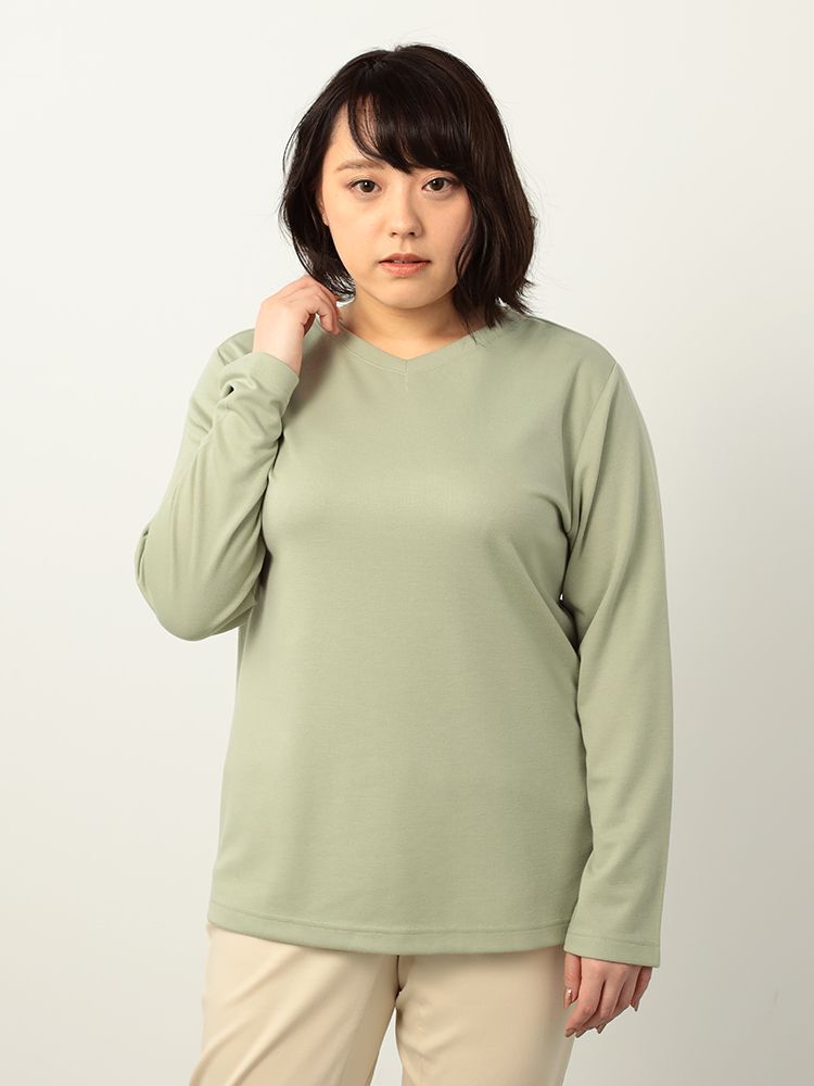 浅Vネックカットソー大きいサイズレディース