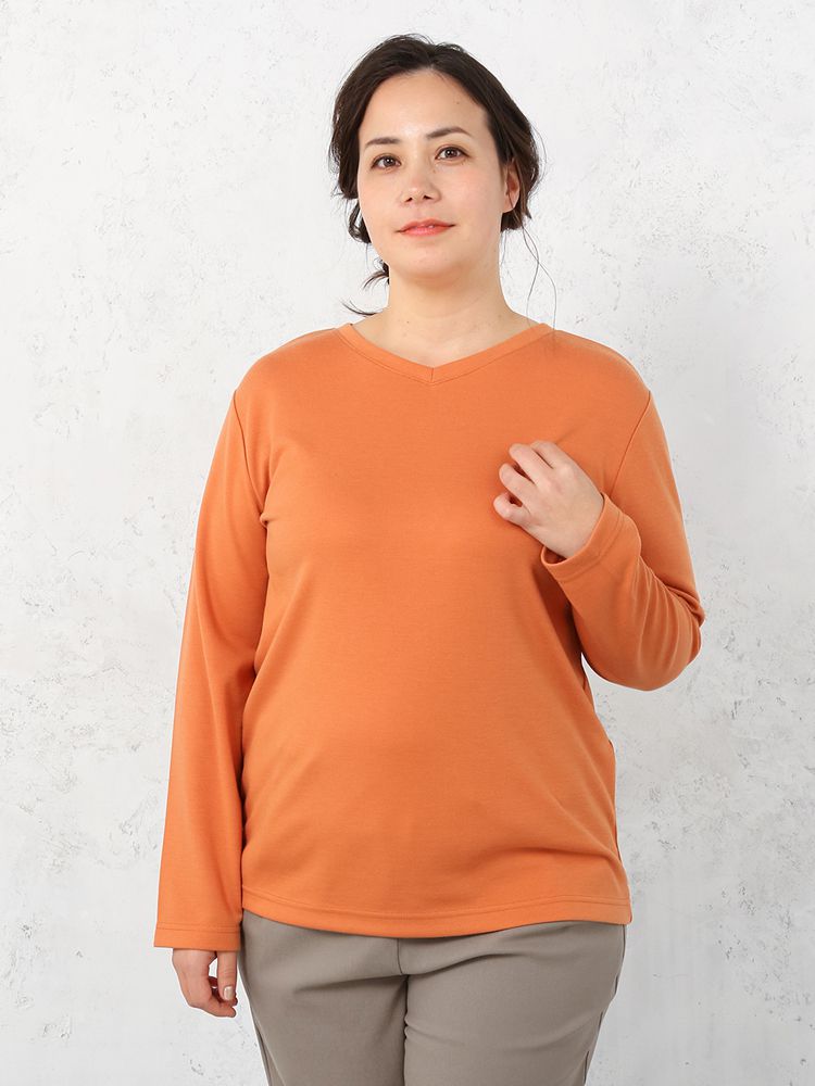 浅Vネックカットソー大きいサイズレディース