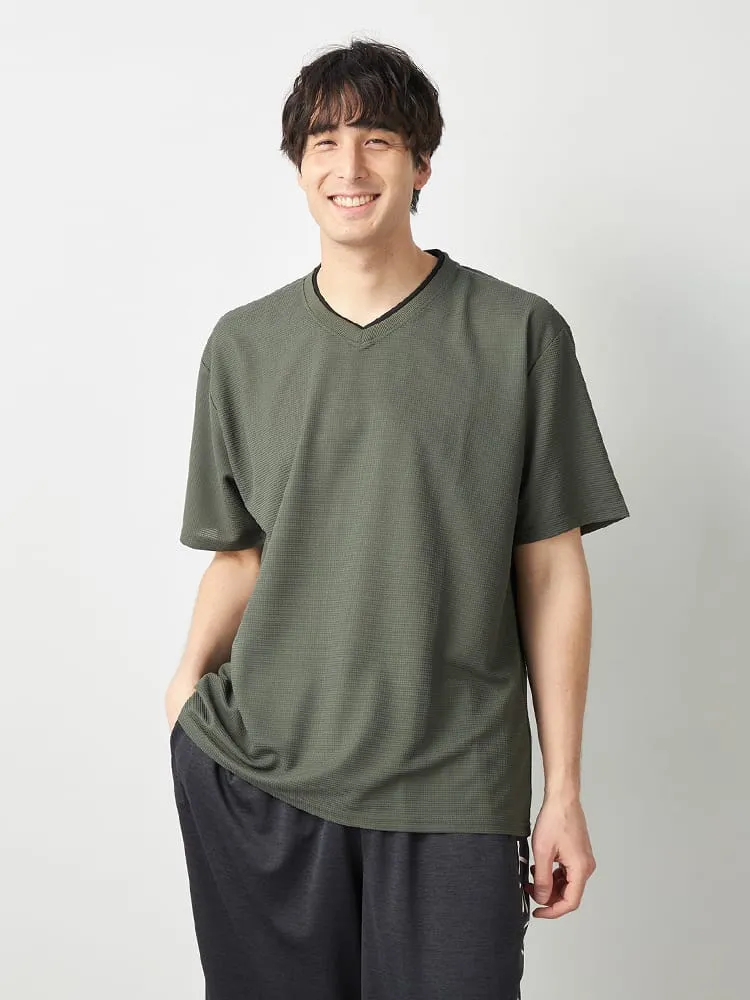 ドライワッフルVネックTシャツ