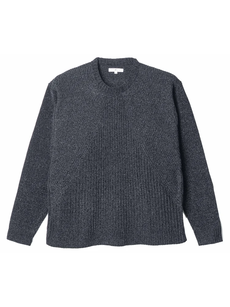 モール地柄クルーセーター大きいサイズ