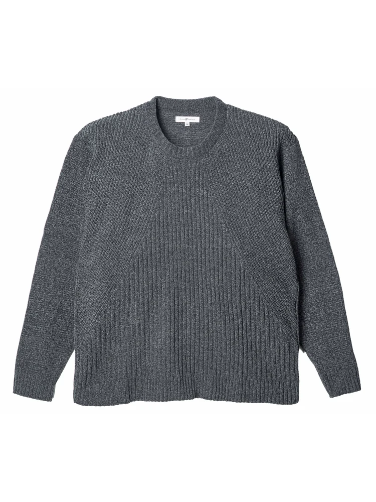 モール地柄クルーセーター大きいサイズ