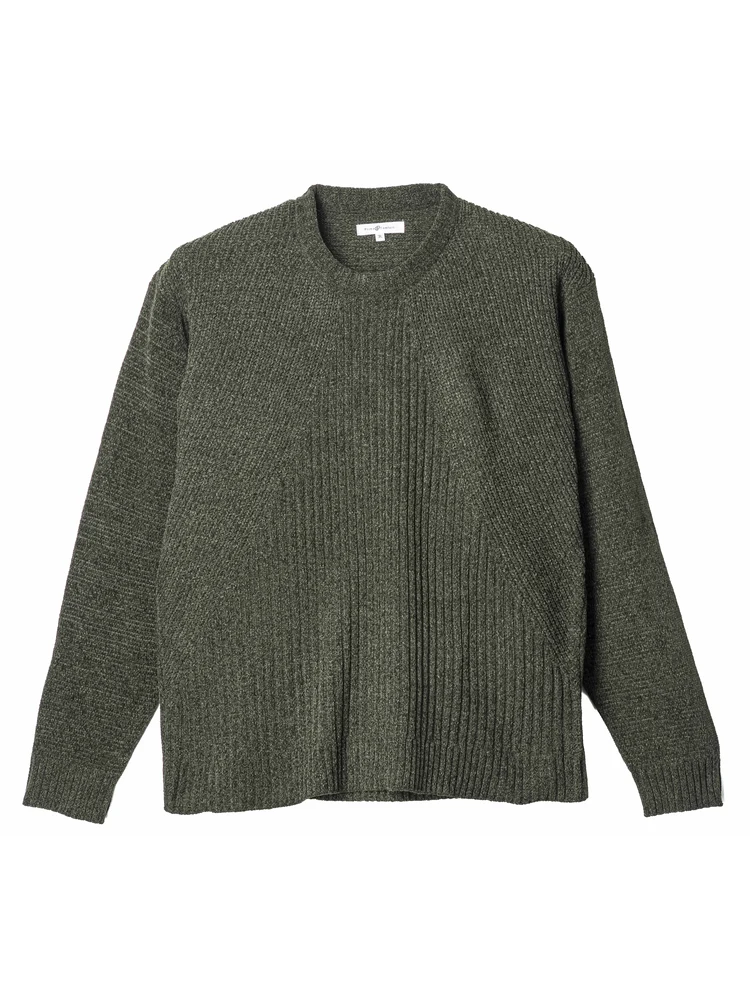 モール地柄クルーセーター大きいサイズ