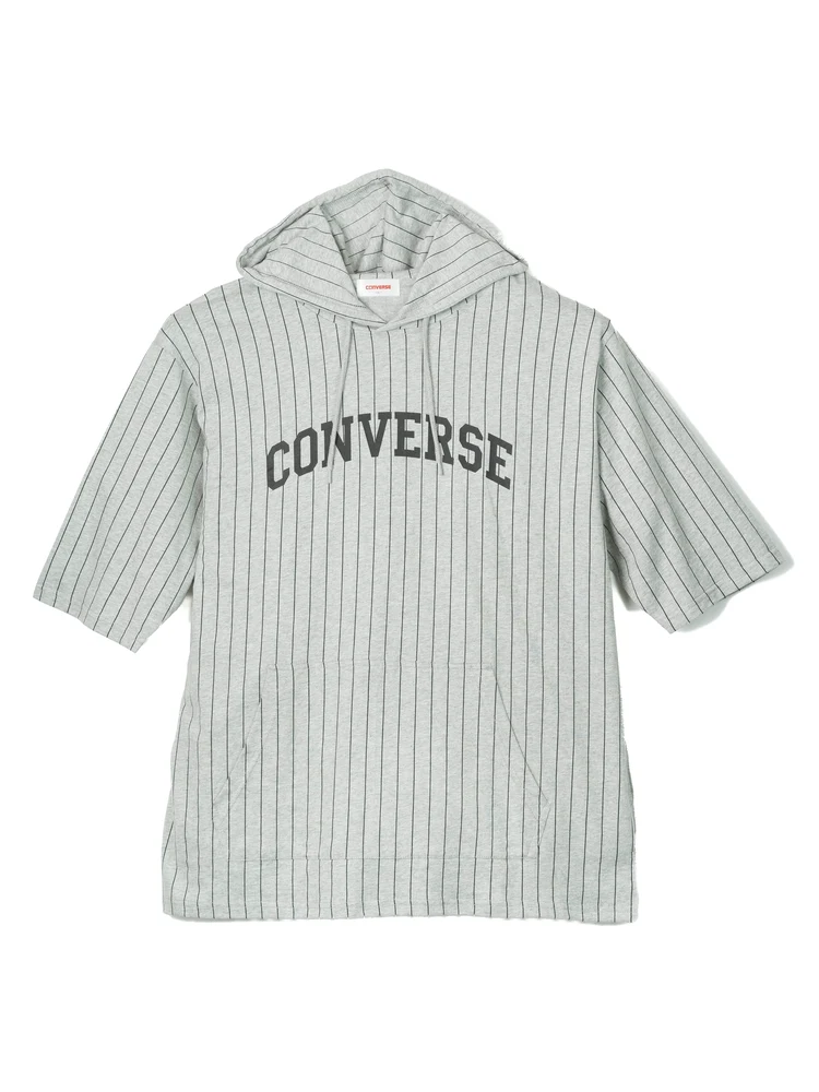 【CONVERSE(コンバース)】ストライププリント５分袖プルパーカー大きいサイズ