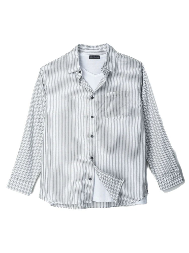 【ルイシャブロン】ドビー無地＆ストライプシャツアンサンブル大きいサイズ