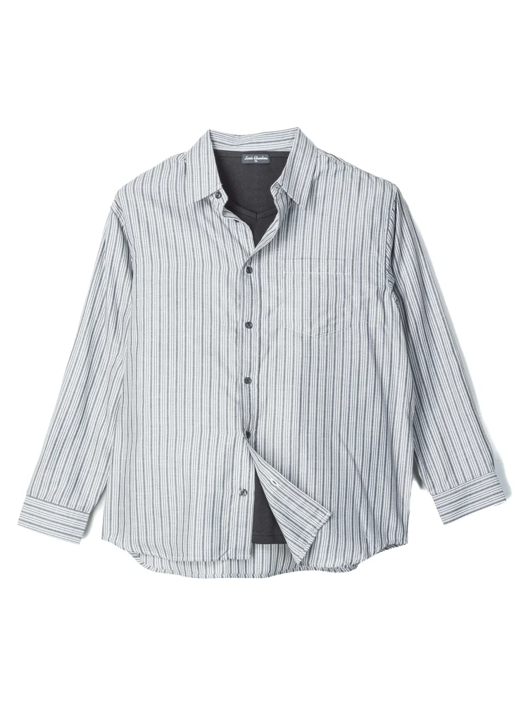 【ルイシャブロン】ドビー無地＆ストライプシャツアンサンブル大きいサイズ