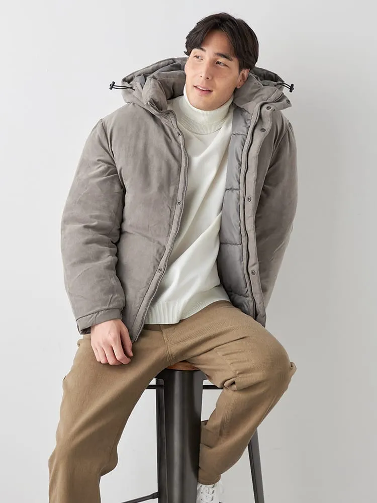 【ルイシャブロン】ポリスエードフード脱着ハーフコート大きいサイズ