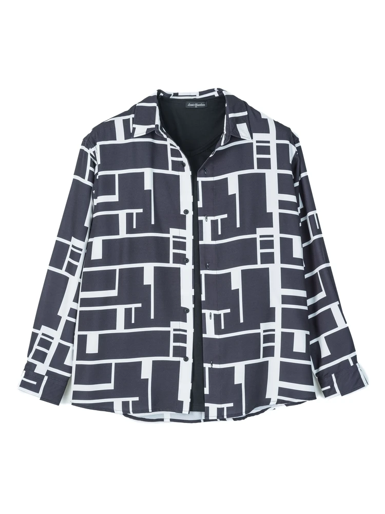 【ルイシャブロン】アムンゼン総柄プリントシャツアンサンブル