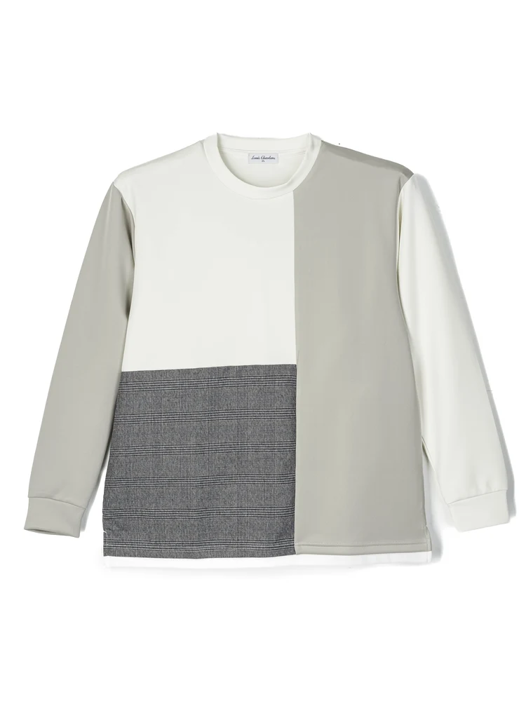 【ルイシャブロン】異素材ブロッキングレイヤードＴ