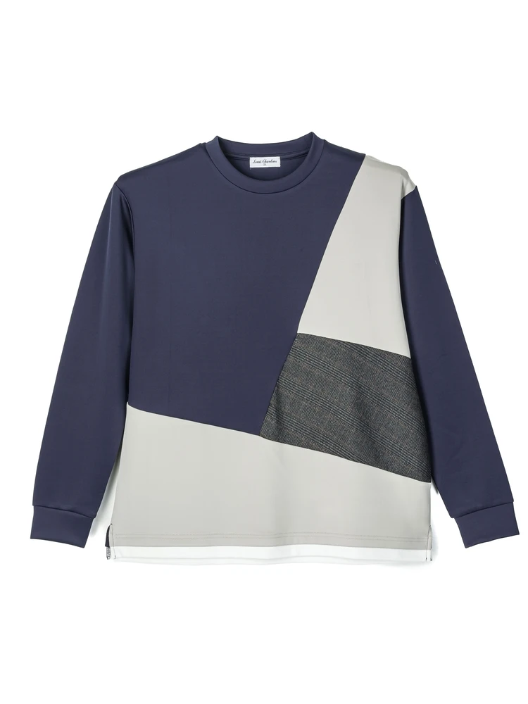 【ルイシャブロン】異素材ブロッキングレイヤードＴ