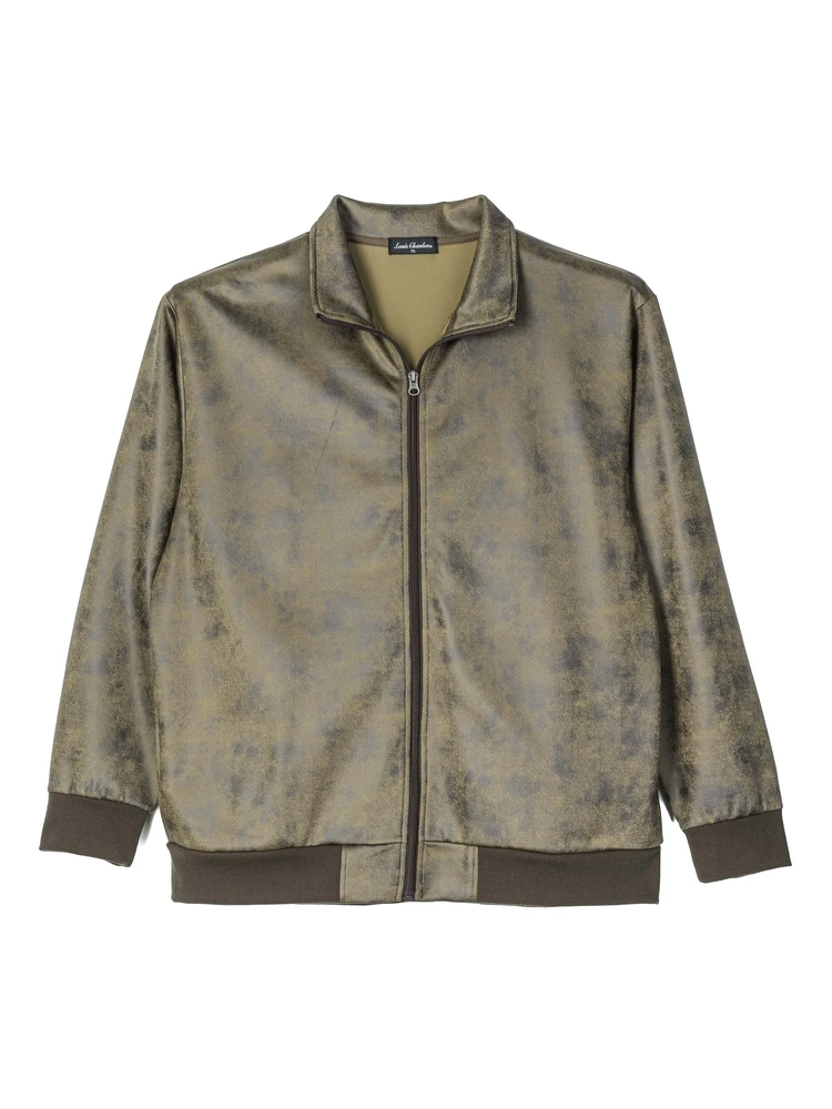 【ルイシャブロン】レザー風スタンドジャケット