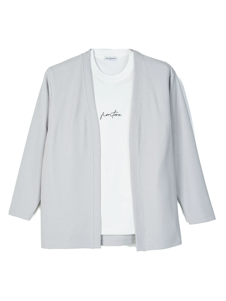 【ルイシャブロン】フクレジャガードカーディガンアンサンブル