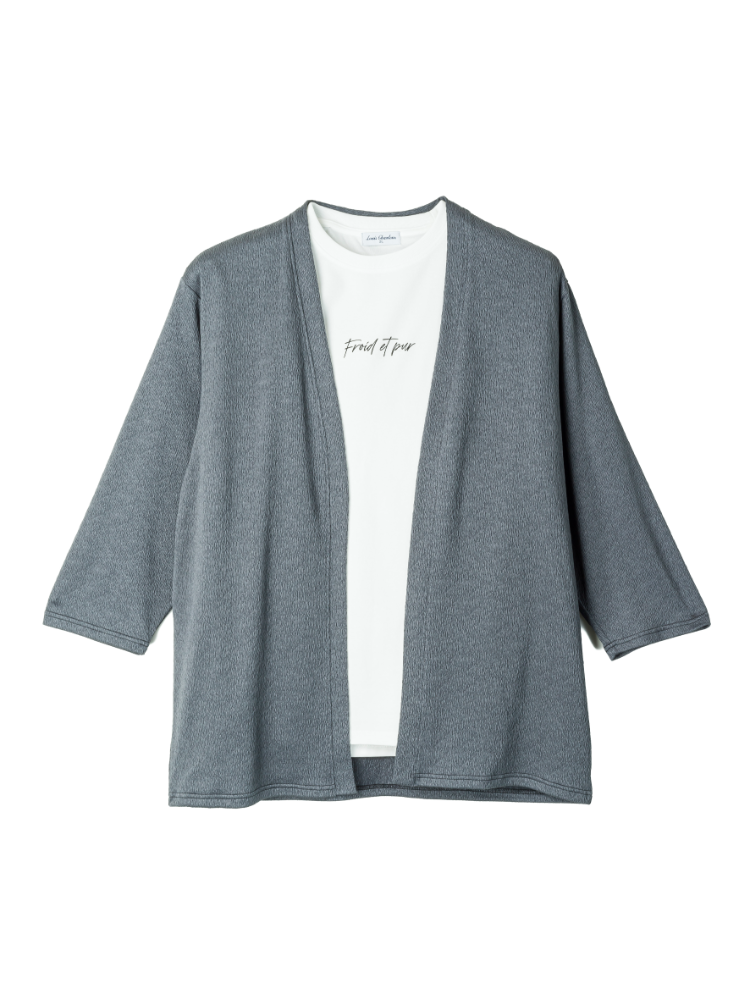 【ルイシャブロン】カット楊柳７分袖カーディガンアンサンブル