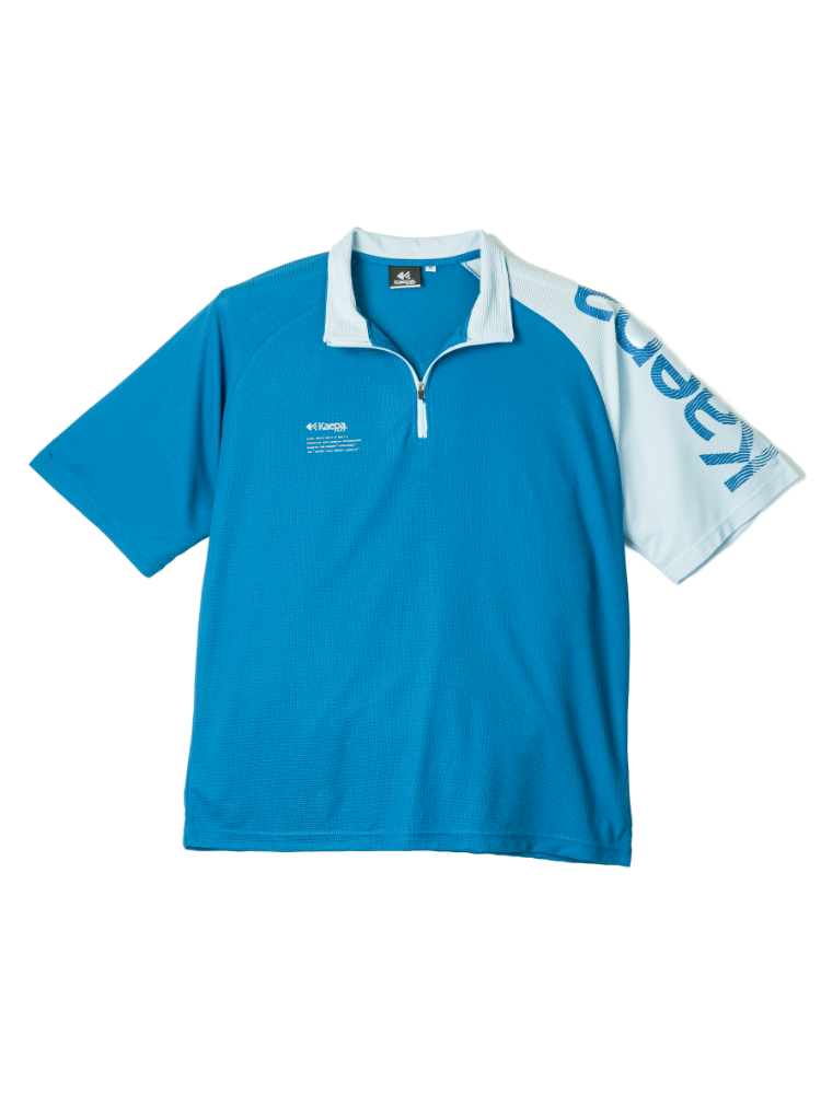 【Kaepa(ケイパ)】ワッフルデザインハーフジップTシャツ