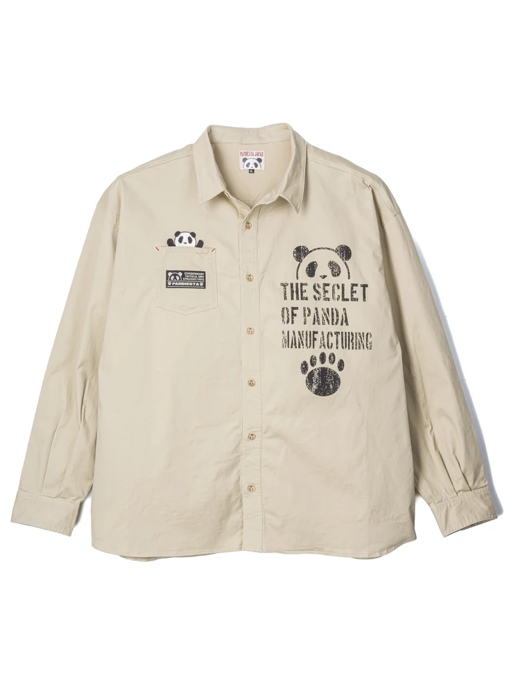 【PANDIESTAJAPAN】バイカーパンダストレッチツイルシャツ