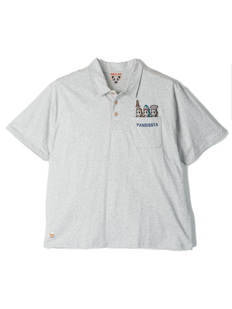 【PANDIESTAJAPAN】三連鮫パンダ天竺ポロシャツ