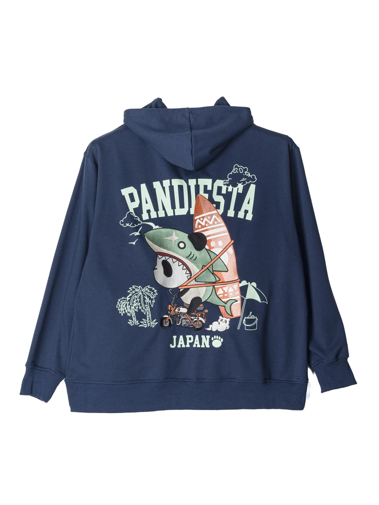 【PANDIESTAJAPAN】サーフライド鮫パンダ裏毛パーカー
