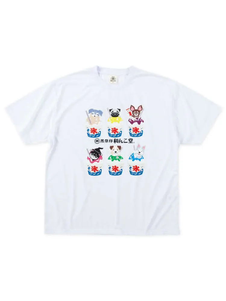 【黒柴印和んこ堂】かき氷いろんな犬たち半袖Ｔシャツ大きいサイズ