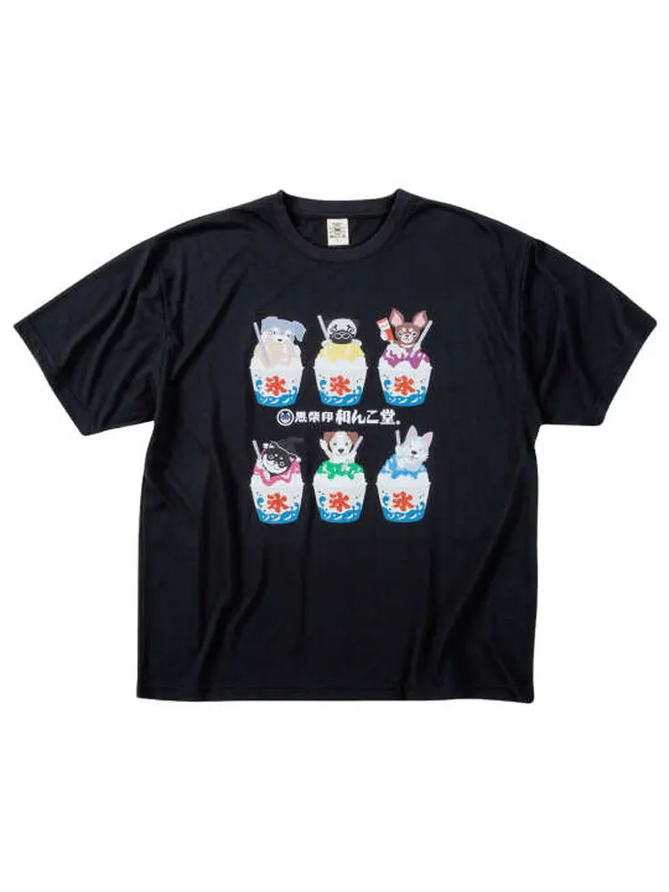 【黒柴印和んこ堂】かき氷いろんな犬たち半袖Ｔシャツ大きいサイズ