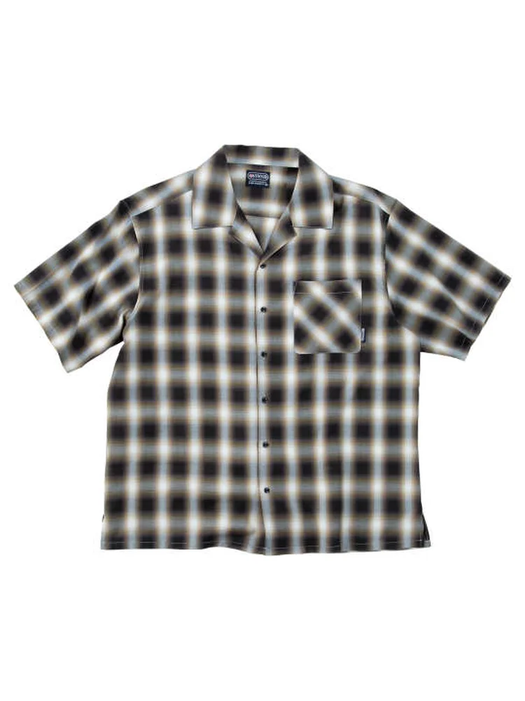 【OUTDOORPRODUCTS】ブロードチェック半袖オープンカラーシャツ