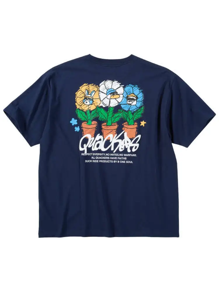 【b-one-soul(ビーワンソウル)】DUCKDUDEフラワークレヨン半袖Tシャツ大きいサイズ