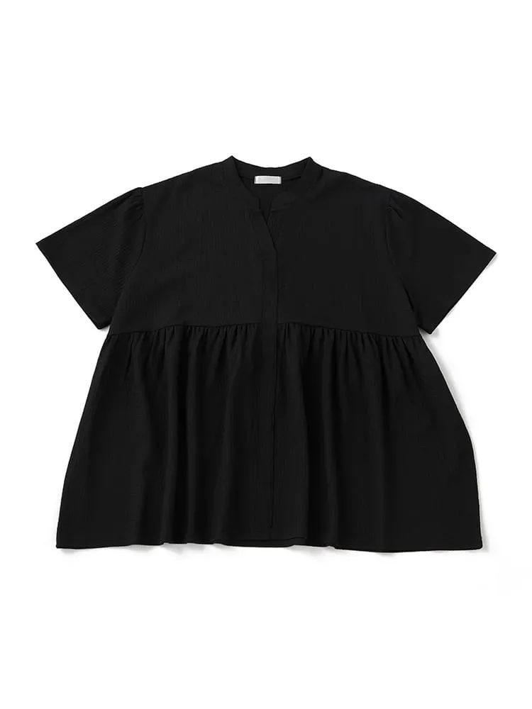 楊柳切替スキッパーチュニック