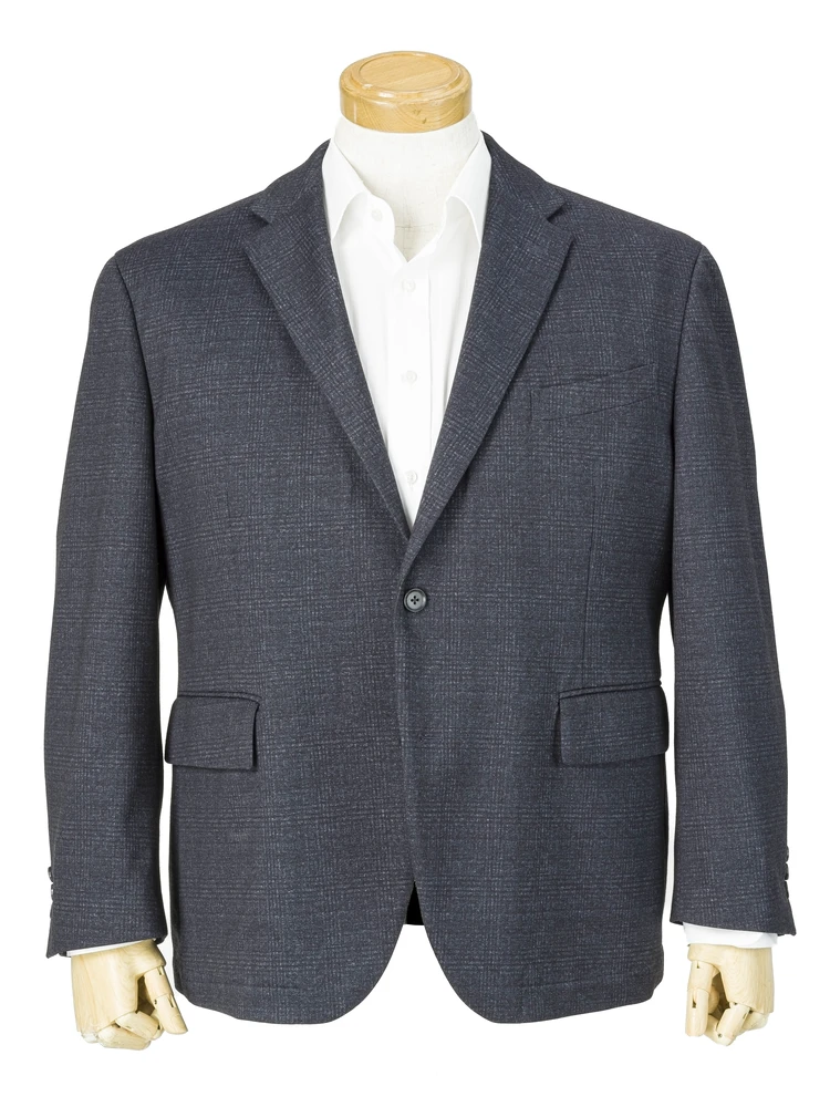 【EL.FOURBANWORKS(エルフォアーバンワークス)】ポンチニットチェック柄2Bジャケット大きいサイズ