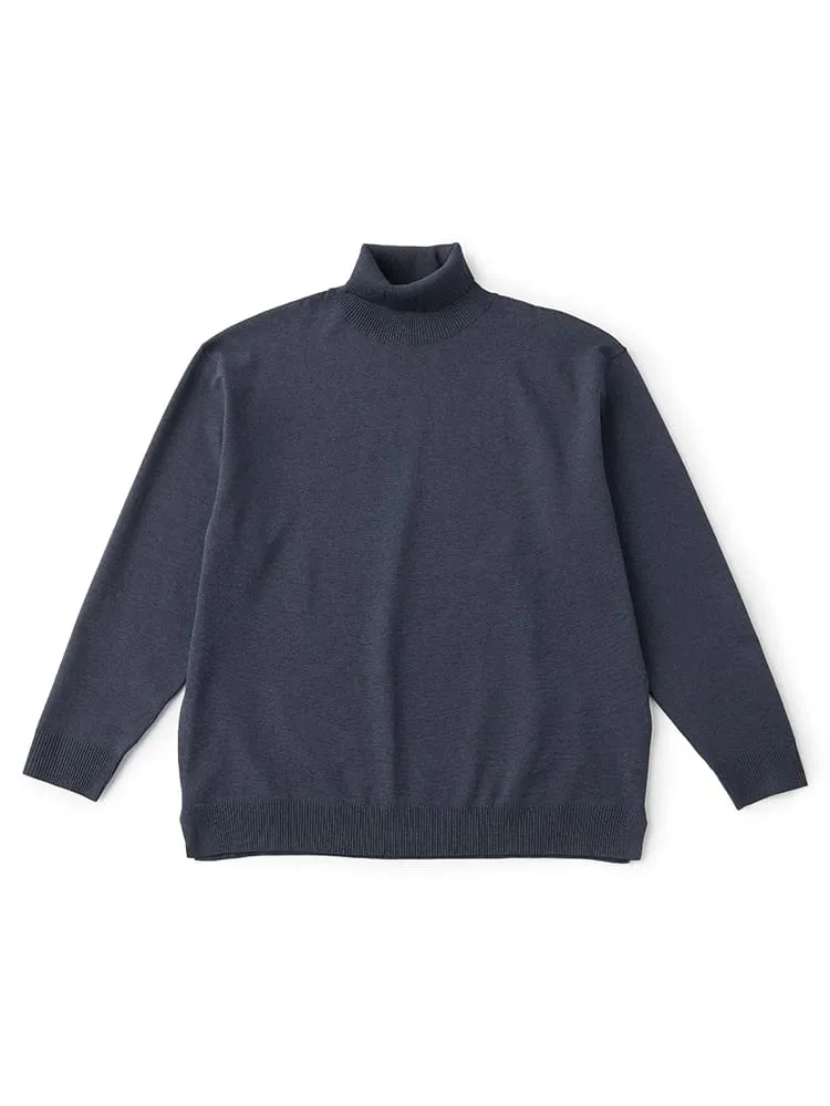 【EL.FOURBANWORKS(エルフォアーバンワークス)】14G天竺イージーケア無地タートルネック長袖大きいサイズ