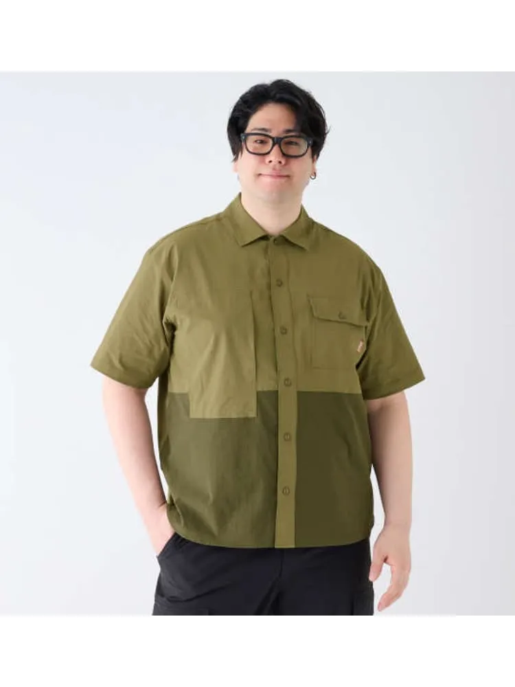 【Coleman(コールマン)】ストレッチナイロンリップストップバイカラー半袖シャツ＊カタログ商品大きいサイズ