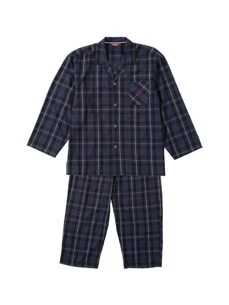 【marieclairehomme(マリクレールオム)】畳織チェック長袖パジャマ＊カタログ商品大きいサイズ