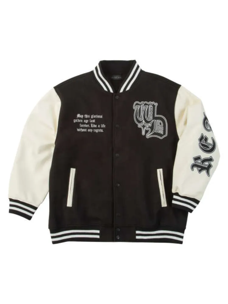 【intheattic(インジアティック)】身頃フェイクメルトン袖PUスタジアムジャンパー＊カタログ商品大きいサイズ