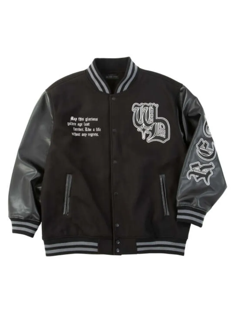 【intheattic(インジアティック)】身頃フェイクメルトン袖PUスタジアムジャンパー＊カタログ商品大きいサイズ