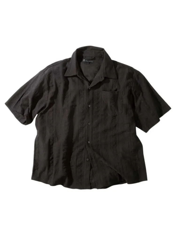 【intheattic(インジアティック)】ジャガードストライプ半袖シャツ＊カタログ商品