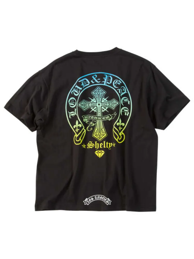 【SHELTY(シェルティ)】天竺グラデーションプリントポケット付半袖Tシャツ＊カタログ商品