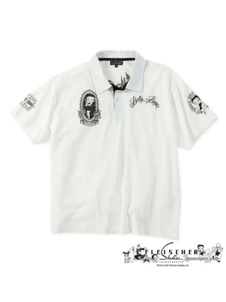 【BETTYBOOP(ベティブープ)】鹿の子刺繍&プリント半袖ポロシャツ＊カタログ商品