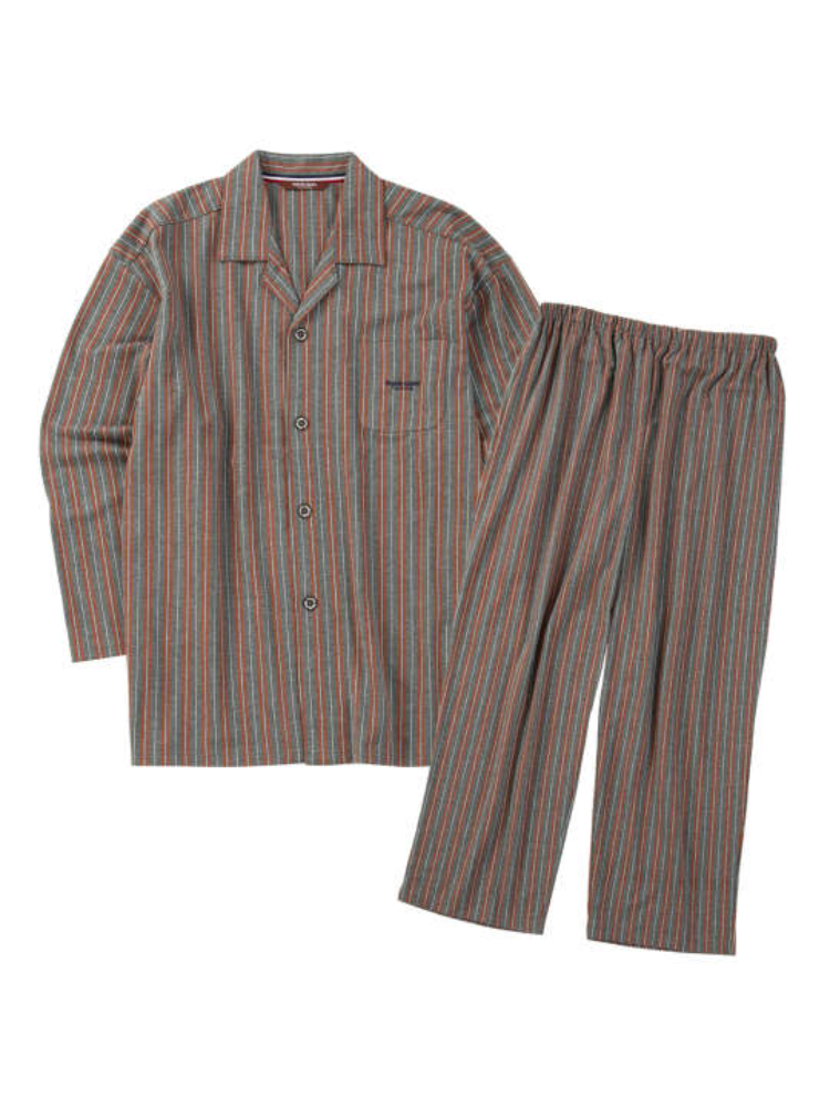 【marieclairehomme(マリクレールオム)】ミニ裏毛ストライプ長袖パジャマ＊カタログ商品