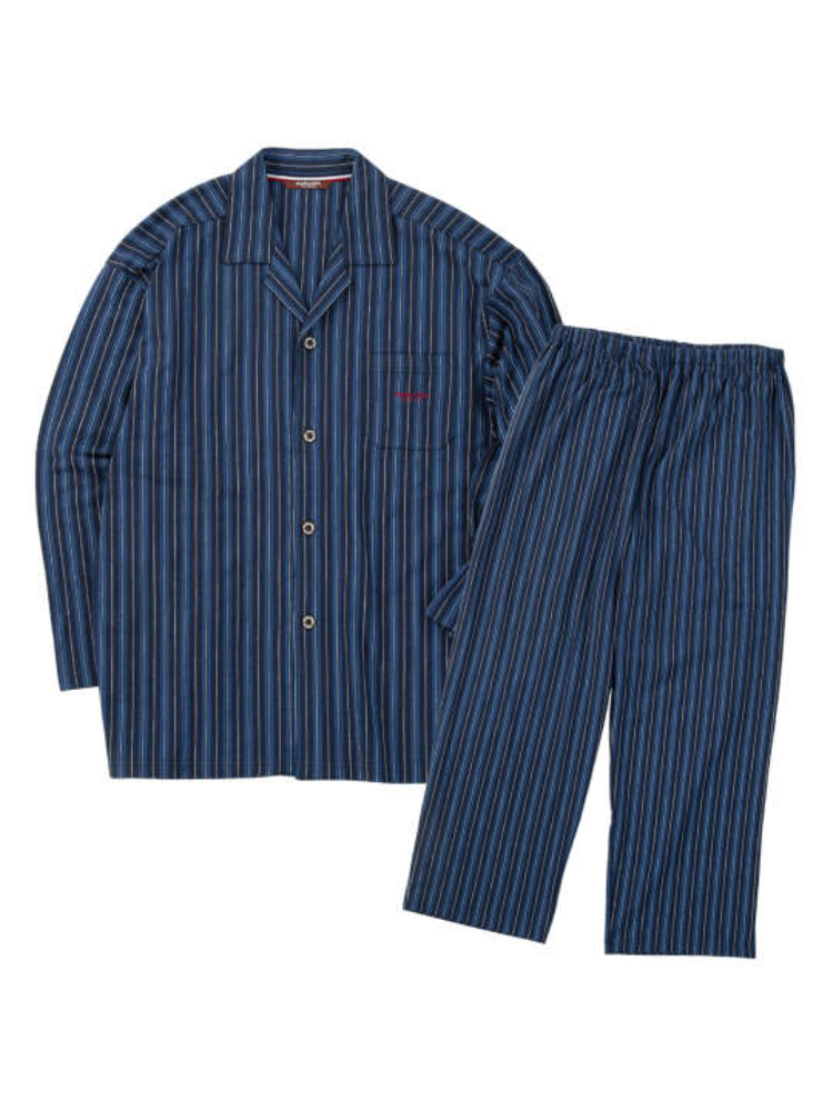 【marieclairehomme(マリクレールオム)】ミニ裏毛ストライプ長袖パジャマ＊カタログ商品