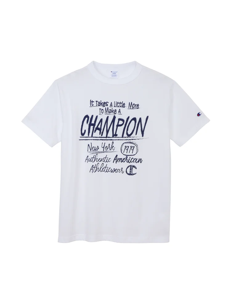 ブラック 【Champion(チャンピオン)】テガキフォントTシャツ