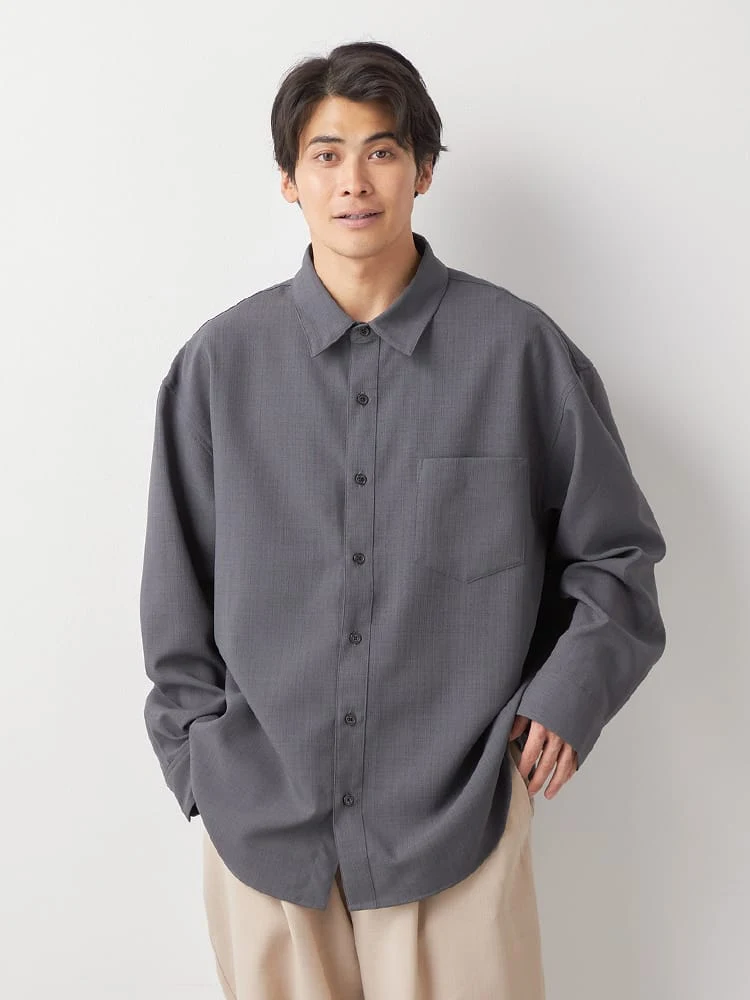 ベージュ 【TSC】テックリネンライトストレッチイージーシャツ