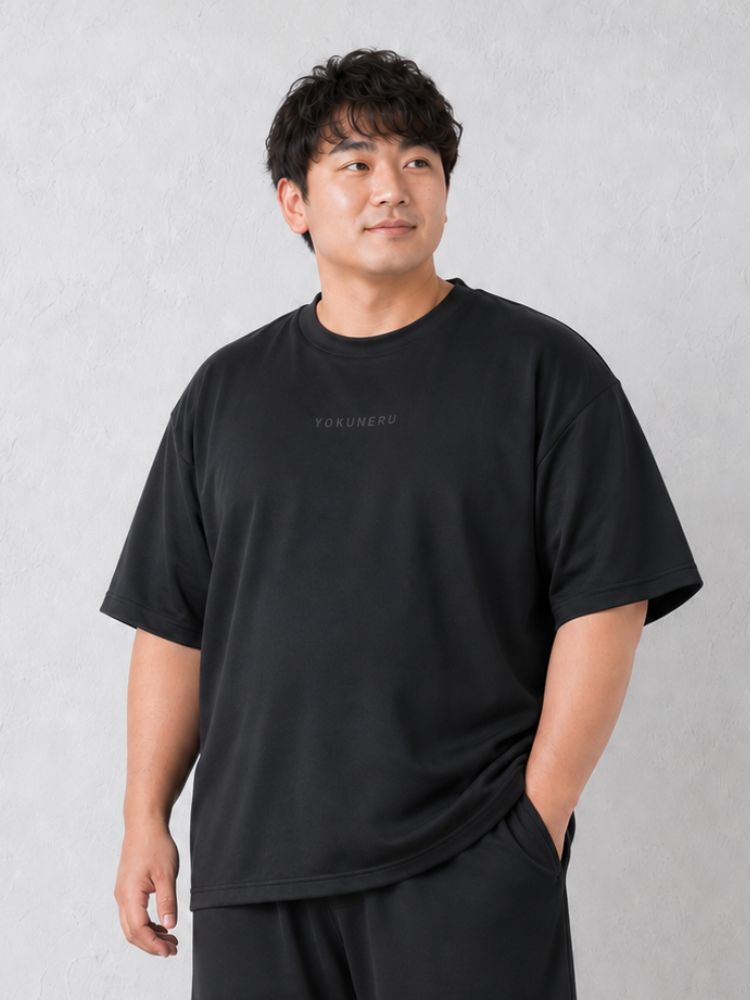 ブラック 【大きいサイズ】【YOKUNERU】リカバリーウェア半袖Tシャツ